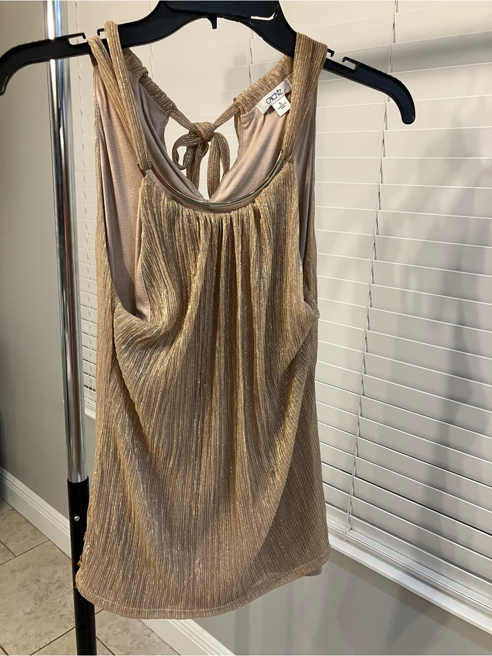 Cache Metallic Gold Tank with Tie Back